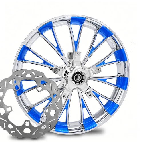 Dynasty Chrome Blue  Kolor Pop with Chop Cut performance brake rotors