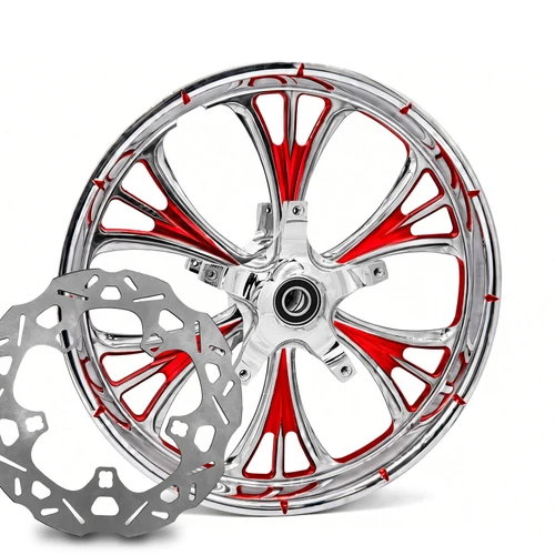 Majestic Chrome - Red  Kolor Pop with Chop Cut performance brake rotors