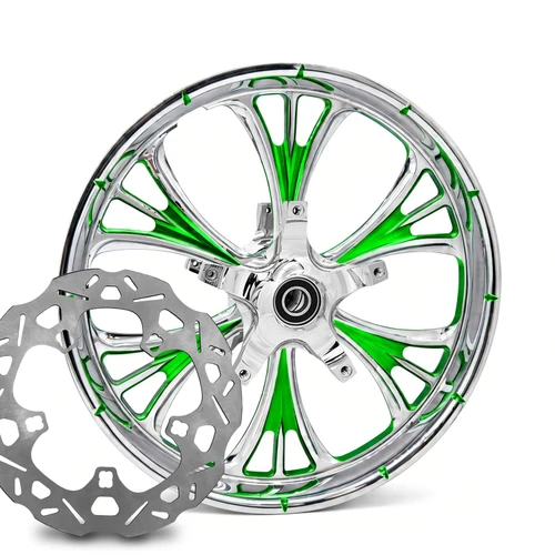 Majestic Chrome- Green  Kolor Pop with Chop Cut performance brake rotors