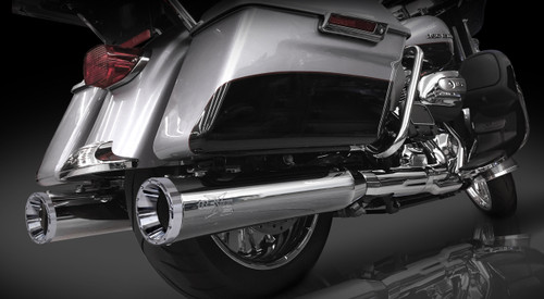 RCX Exhaust 4.5" Slip-on Mufflers for 2017 Harley Touring, Chrome with Rage Chrome Tips. RCX Exhaust 4.5" Slip-on Mufflers for 2017 Harley Touring, Chrome with Rage Chrome Tips.