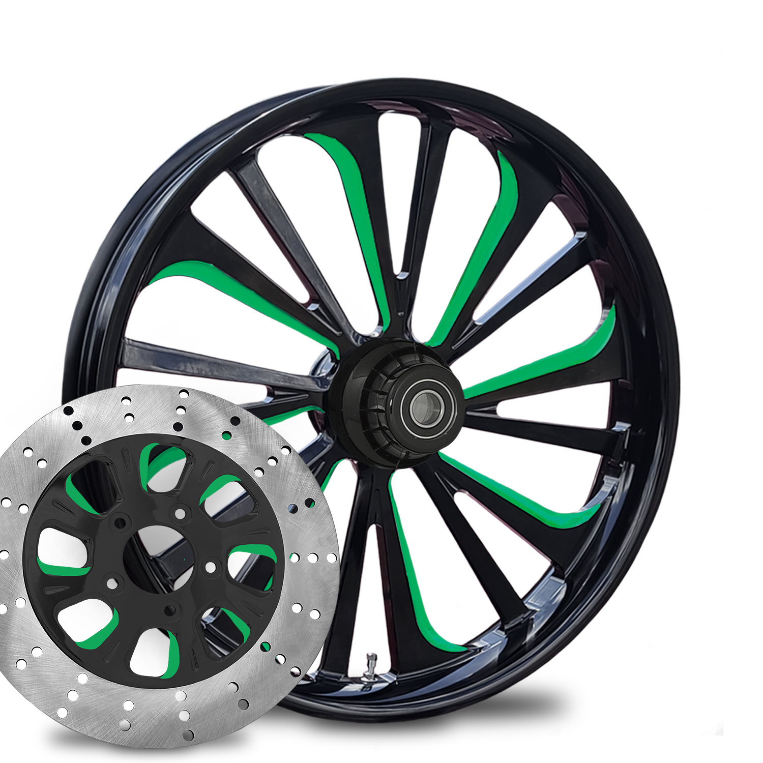 Dillinger Green Eclipse Kolor Pop Wheels (Harley Cruiser)