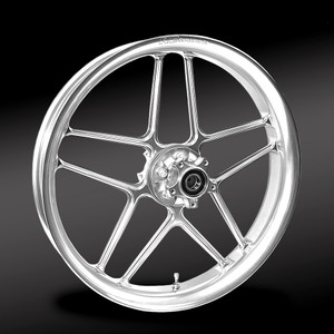 Polished , lightweight front wheel for performance baggers