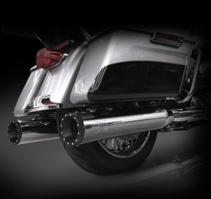 RCX Exhaust 4.5" Slip-on Mufflers for 2017 Harley Touring, Chrome with Rage Eclipse Tips.
