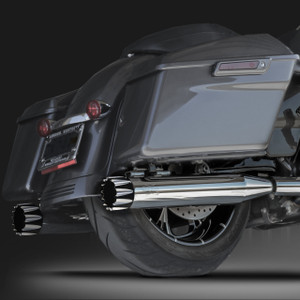 RCX Exhaust 4.0" Slip-on Mufflers, Chrome with Excalibur Eclipse Tips.