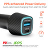 HyperGear Road Runner 98W 5 Port Front & Backseat Fast Car Charger with Dual 30W USB-C PD PPS | Black