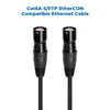 75 Foot Cat6A S/FTP EtherCON Compatible Network Patch Cable Black