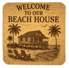 Welcome to our Beach House Laser Engraved Cork Coaster Set