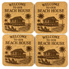 Welcome to our Beach House Laser Engraved Cork Coaster Set