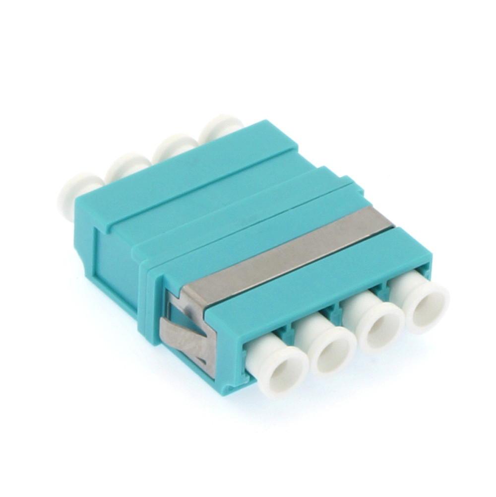 LC/UPC OM3 Multimode Quad Adapter Aqua