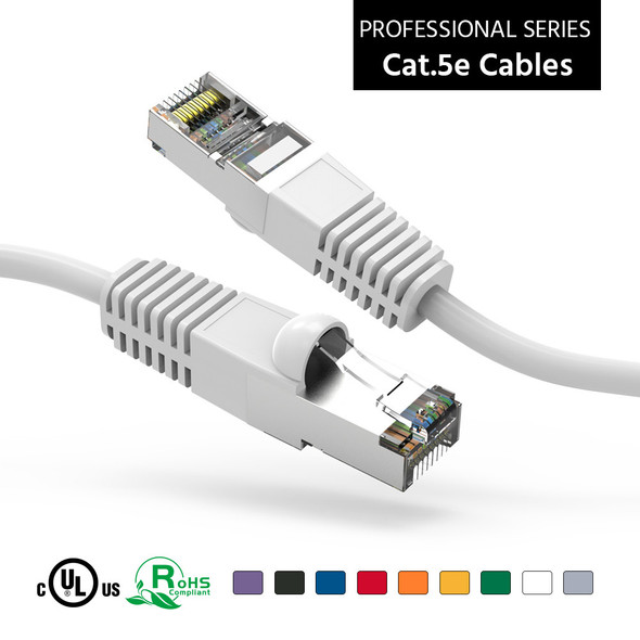 18 Inch CAT 5e Shielded ( STP) Ethernet Network Booted Cable -  White