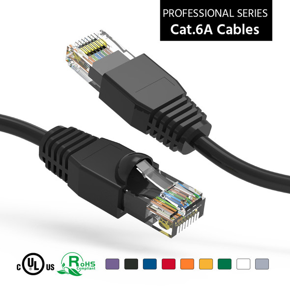 3 Foot Cat 6A UTP 10 Gigabit Ethernet Network Booted Cable - Black