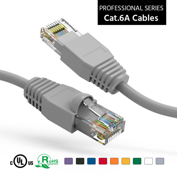 3 Foot Cat 6A UTP 10 Gigabit Ethernet Network Booted Cable - Gray