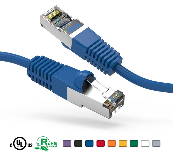 6 Inch Blue Cat6 Shielded (SSTP) Network Cable