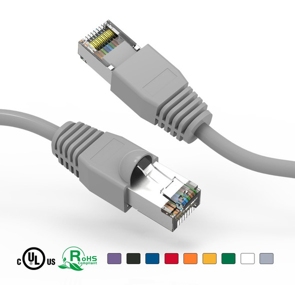 1 Foot Cat6A Shielded (SSTP) Ethernet Network Booted Cable Gray