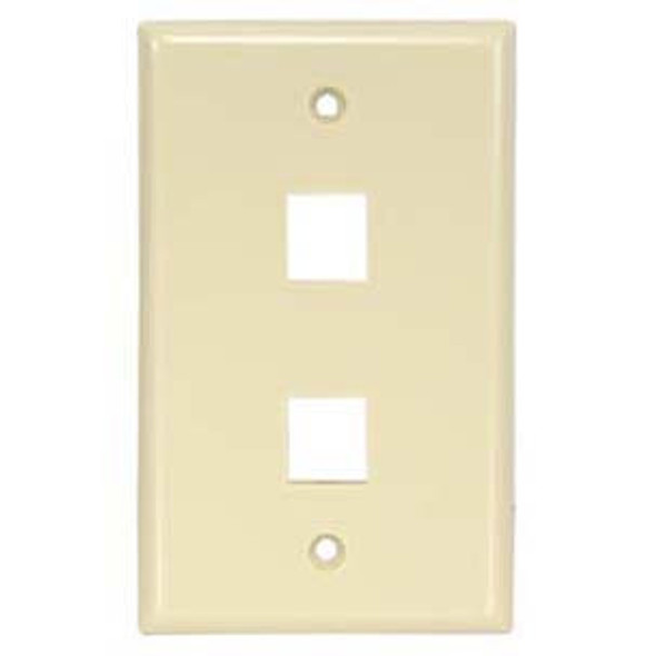 2 Port Smooth Faced Wall Plate for Keystone Jacks - Ivory
