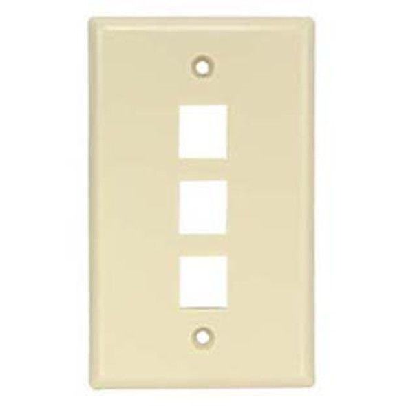 3 Port Smooth Faced Wall Plate for Keystone Jacks - Ivory