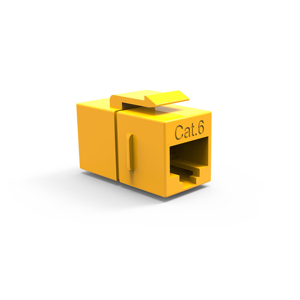 Single Inline Cat6 Keystone Coupler for Wall Plates - Yellow