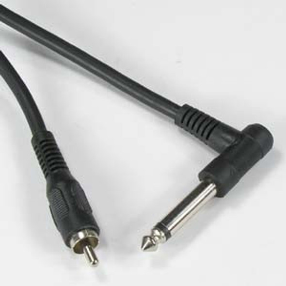 10 Foot 1/4" Right Angle Mono Plug to RCA Male Cable
