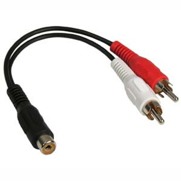 6 Inch Adapter Cable, 1 RCA Jack to 2 RCA Plugs