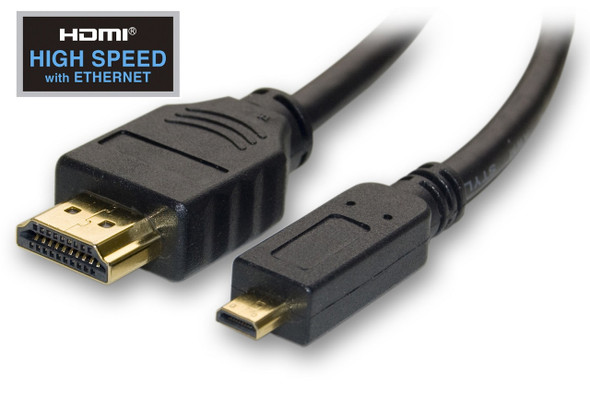2 Foot HDMI Type A Male to Micro HDMI Male Cable
