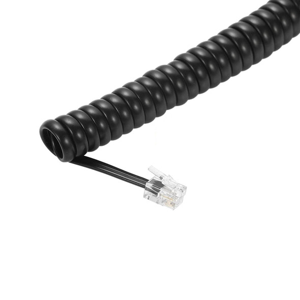 25 Foot Black RJ22 Coiled Handset Cord