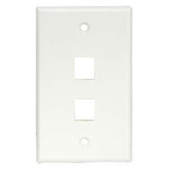 2 Port Smooth Faced Wall Plate for Keystone Jacks, White