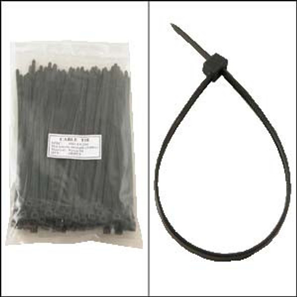 8 Inch Black Nylon Cable Ties - 100 Pack