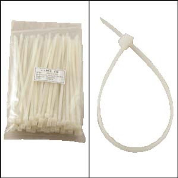 8 Inch Clear Nylon Cable Ties - 100 Pack