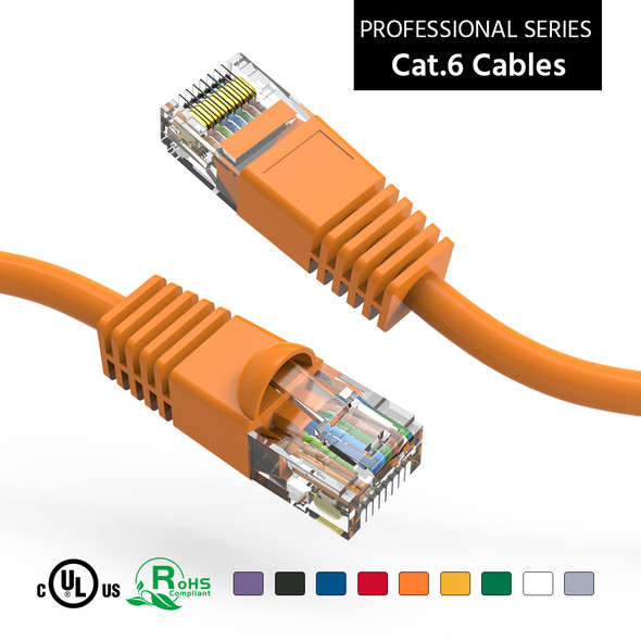 2 Foot 10Gbps Molded Cat 6 Ethernet Network Patch Cable - Orange