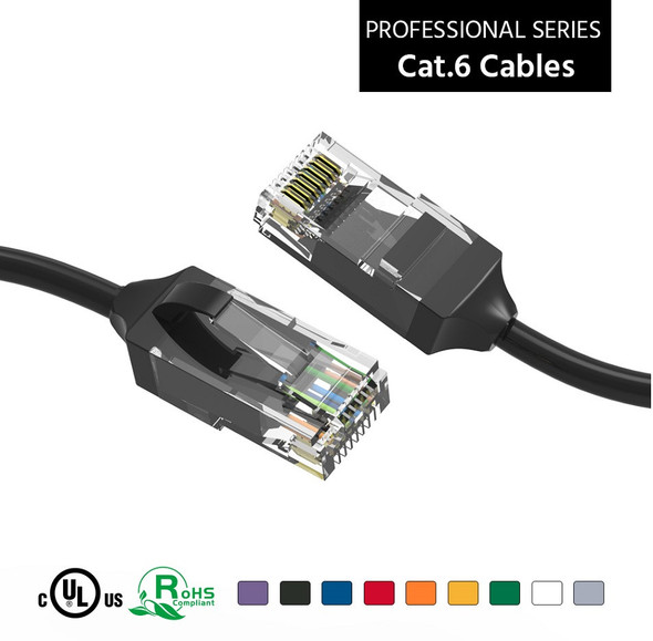 6 Inch CAT6 28AWG Slim Gigabit Ethernet Network Cable - Black