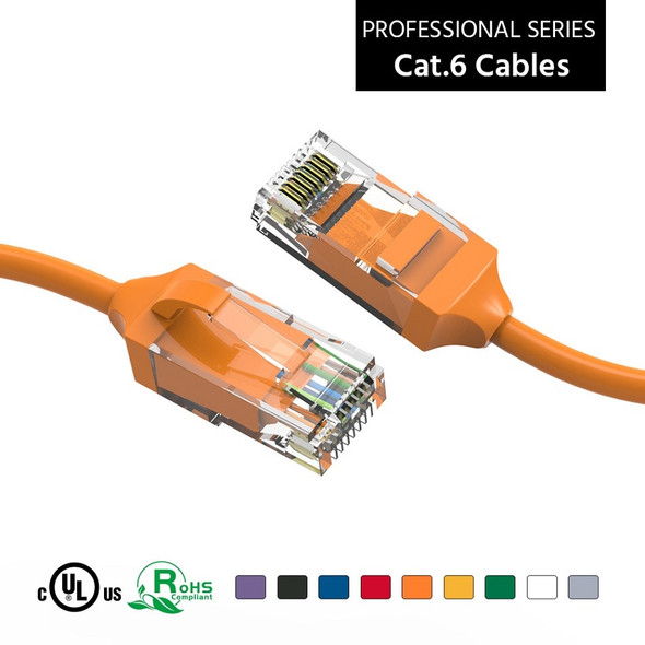 2 Foot CAT6 28AWG Slim Gigabit Ethernet Network Cable - Orange