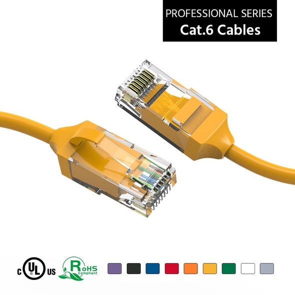 2 Foot CAT6 28AWG Slim Gigabit Ethernet Network Cable - Yellow