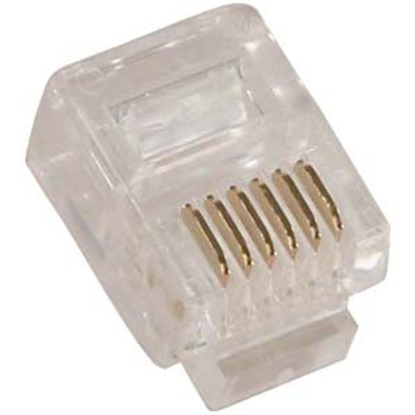 RJ12 6P6C ( 6 Position, 6 Conductor ) Plug for Solid Round Wire - 100 Pack