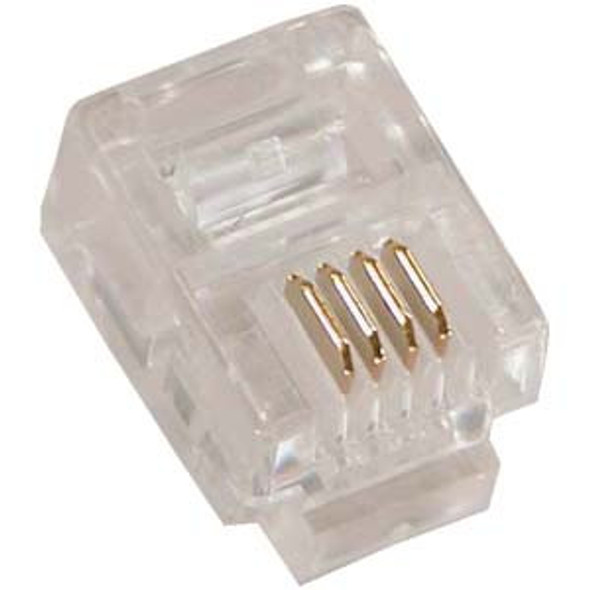 RJ11 6P4C ( 6 Position, 4 Conductor ) Plug for Stranded Round Wire - 100 Pack