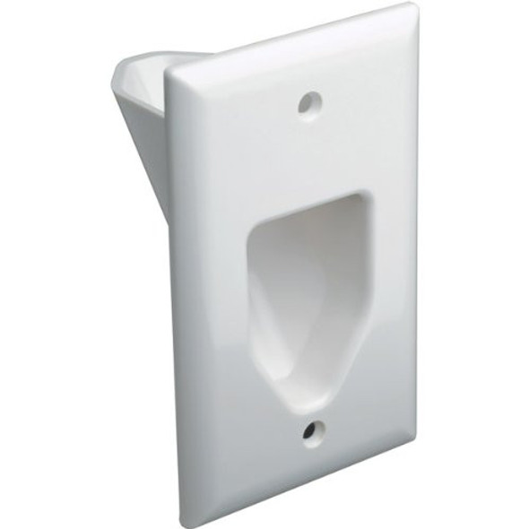 DataComm Single Gang Recessed Low Voltage Cable Wall Plate - White