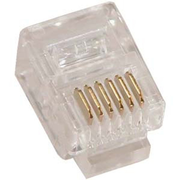 RJ12 6P6C ( 6 Position, 6 Conductor ) Plug for Stranded Flat Wire - 100 Pack