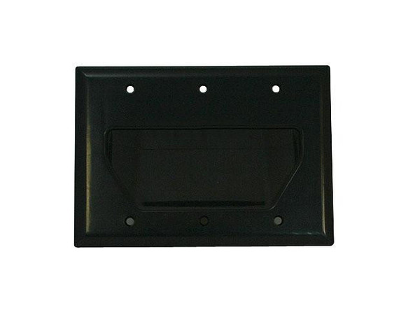 DataComm Triple Gang Recessed Low Voltage Cable Wall Plate - Black