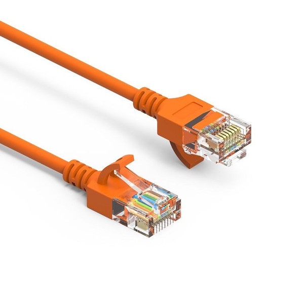 6 inch Cat6A UTP Slim Ethernet Network Booted Cable 28AWG Orange