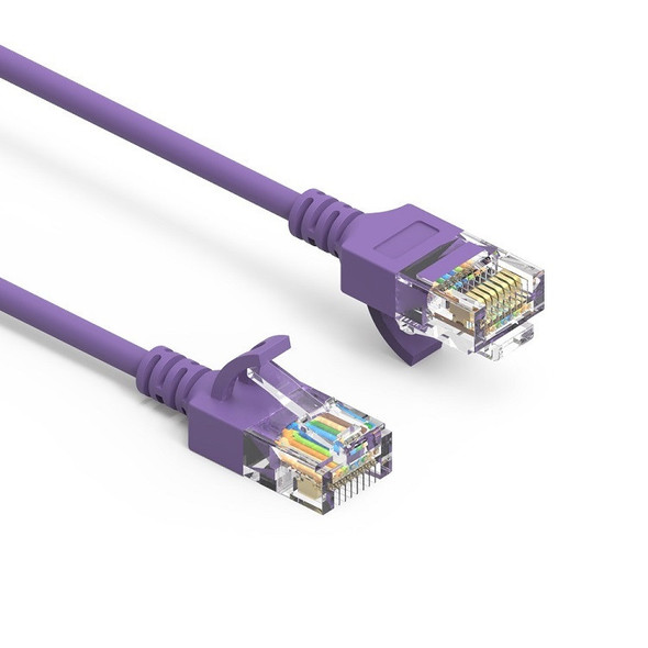 1 Foot Cat6A UTP Slim Ethernet Network Booted Cable 28AWG Purple