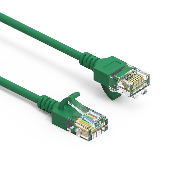 18 inch Cat6A UTP Slim Ethernet Network Booted Cable 28AWG Green