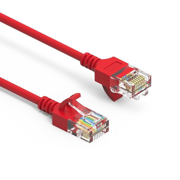 18 inch Cat6A UTP Slim Ethernet Network Booted Cable 28AWG Red