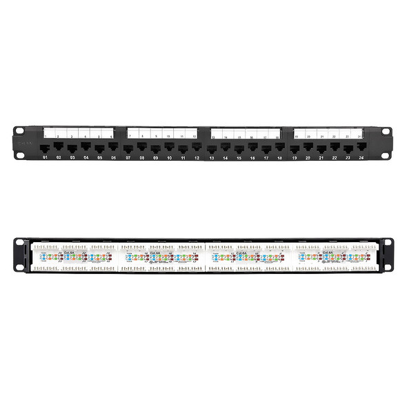 Cat.6A 110 Type 24 Port Rackmount Patch Panel with Support Bar, UL Listed