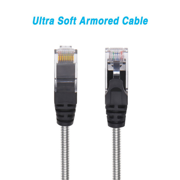 7 Foot Armored Slim CAT 6A 10GB 28awg Rugged Outdoor UV Weatherproof Ethernet Network Cable