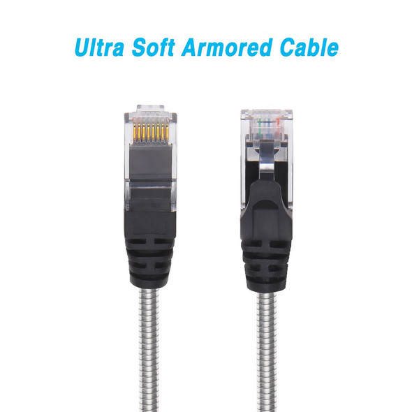 10 Foot Armored Slim CAT 6A 10GB 28awg Rugged Outdoor UV Weatherproof Ethernet Network Cable