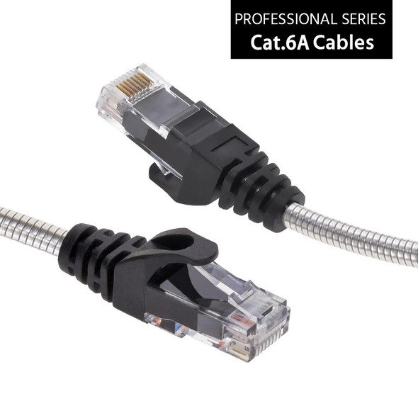 10 Foot Armored Slim CAT 6A 10GB 28awg Rugged Outdoor UV Weatherproof Ethernet Network Cable