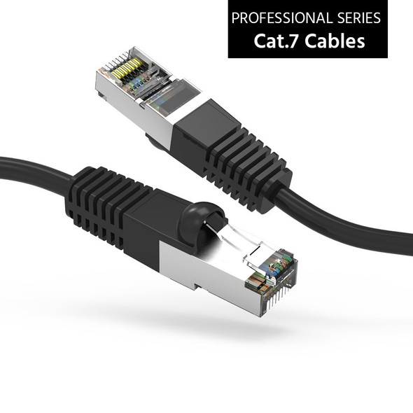 1 Foot Shielded 10Gb CAT 7 SSTP Patch Cable 600MHz Molded Black
