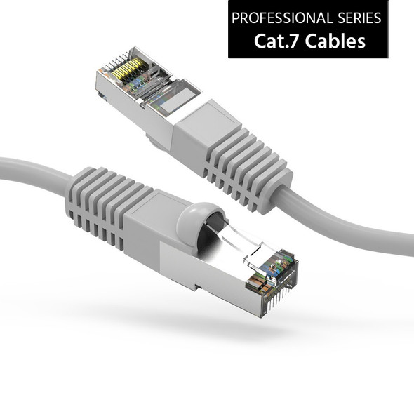 2 Foot Shielded 10Gb CAT 7 SSTP Patch Cable 600MHz Molded Gray