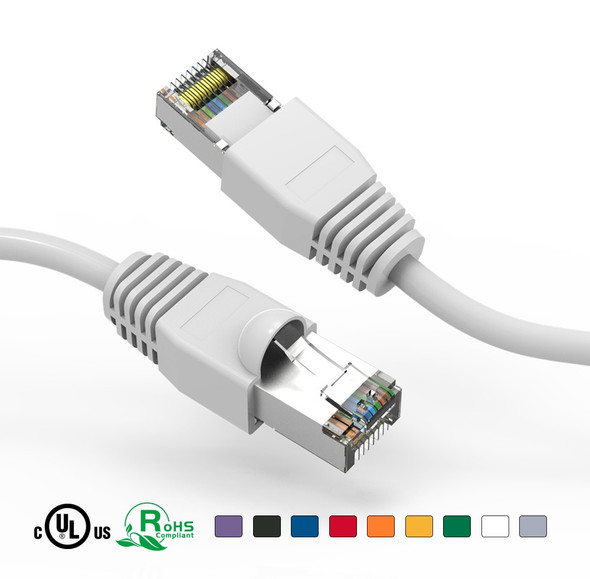 6 Foot Cat6A Shielded (SSTP) Ethernet Network Booted Cable White