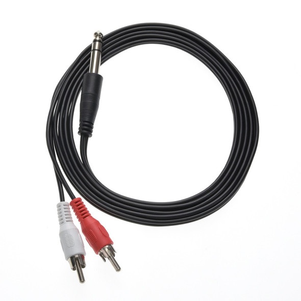 6 Foot 1/4" Male Stereo Plug to 2 x Male RCA Plugs