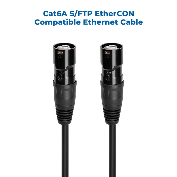 3 Foot Cat6A S/FTP EtherCON Compatible Network Patch Cable Black